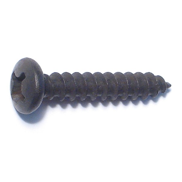 Midwest Fastener Sheet Metal Screw, #12 x 1-1/4 in, Black Steel Pan Head Phillips Drive, 8 PK 79423